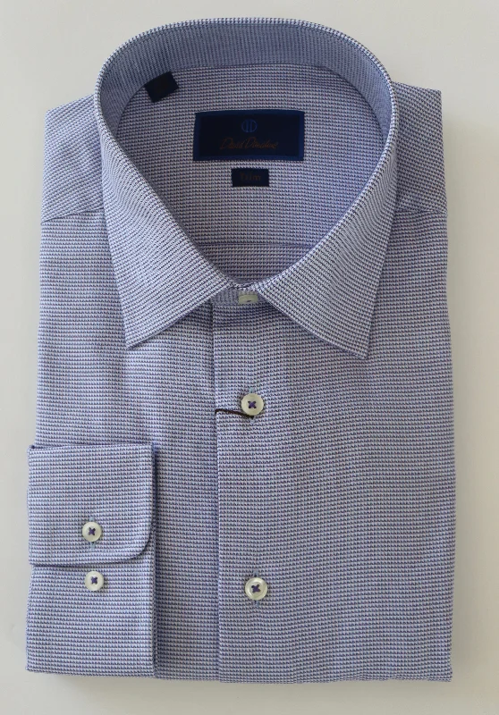 David Donahue Purple/Sky Trim Dress Shirt Streetwear Style