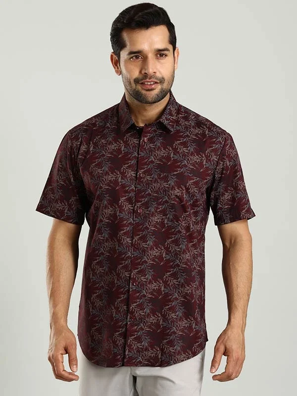 Men Printed Half Sleeve Cotton Blend Shirt Refined Men's Classic 