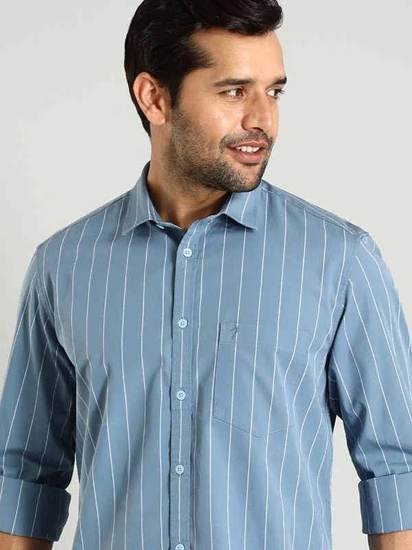 Men Striped Full Sleeve Cotton Shirt Refined Men's European