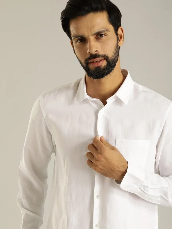 Men Solid Full Sleeve Viscose Blend Shirt Youthful Men's Pop