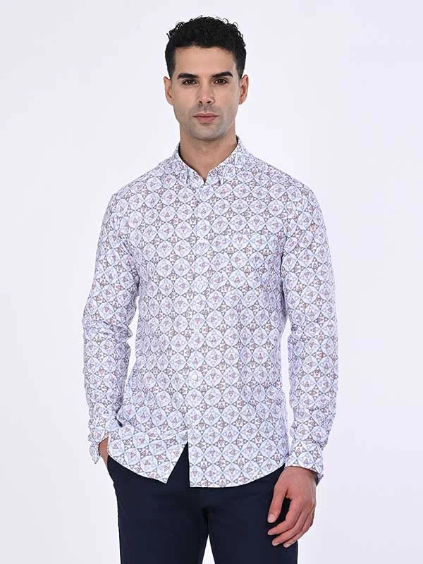 Men Printed Full Sleeve Cotton Blend Shirt Dapper Men's Bow