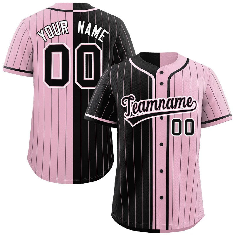 Custom Black Light Pink Two Tone Striped Fashion Authentic Baseball Jersey Confident Men's High