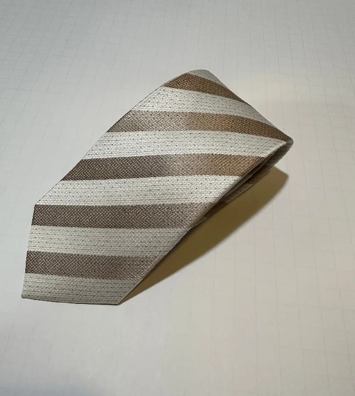 The Shirt Shop Tie - White and Khaki Stripes Artistic Men's Avant