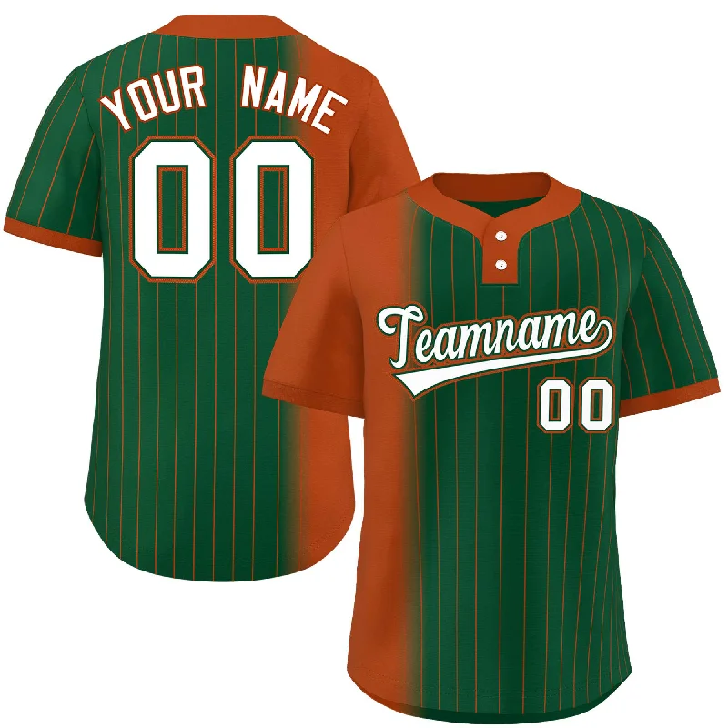 Custom Texas Orange Green Gradient Stripe Fashion Authentic Two-Button Baseball Jersey Casual Men's Short