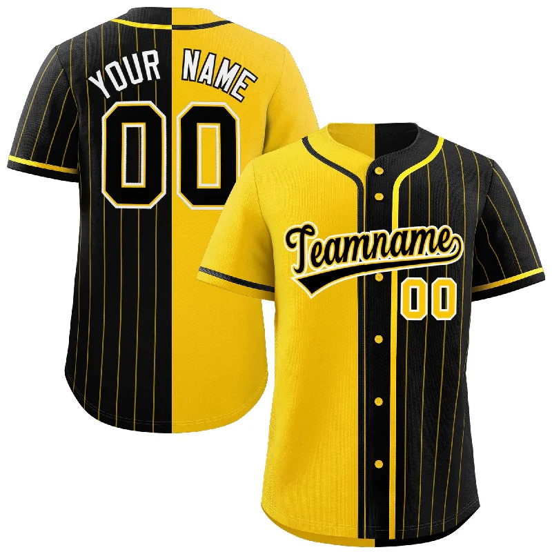 Custom Gold Black Stripe-Solid Combo Fashion Authentic Baseball Jersey Hip Men's Retro