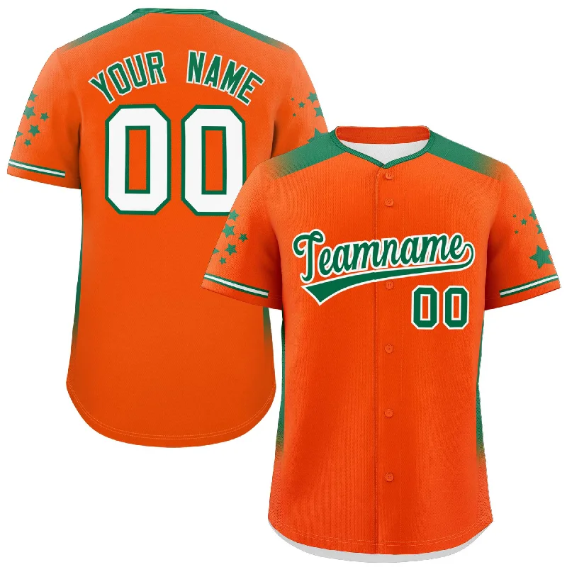 Custom Orange Kelly Green Gradient Side Personalized Star Pattern Authentic Baseball Jersey Sporty Men's Athleisure 