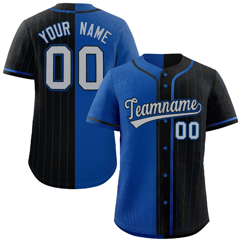 Custom Royal Black Stripe-Solid Combo Fashion Authentic Baseball Jersey Edgy Men's Punk