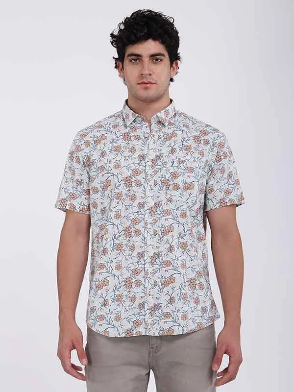 Men Printed Half Sleeve Cotton Shirt Sporty Men's Tennis