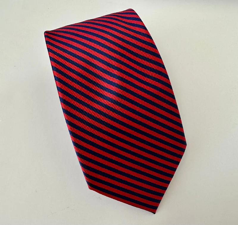 The Shirt Shop Tie - Navy/Red Stripe Cclassic Men's Tweed