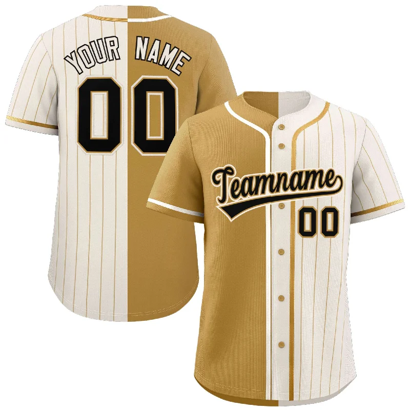 Custom Old Gold Cream Stripe-Solid Combo Fashion Authentic Baseball Jersey Monochromatic All