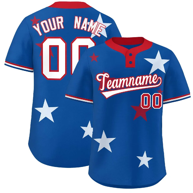 Custom Royal Red Personalized Star Graffiti Pattern Authentic Two-Button Baseball Jersey Masculine Men's 