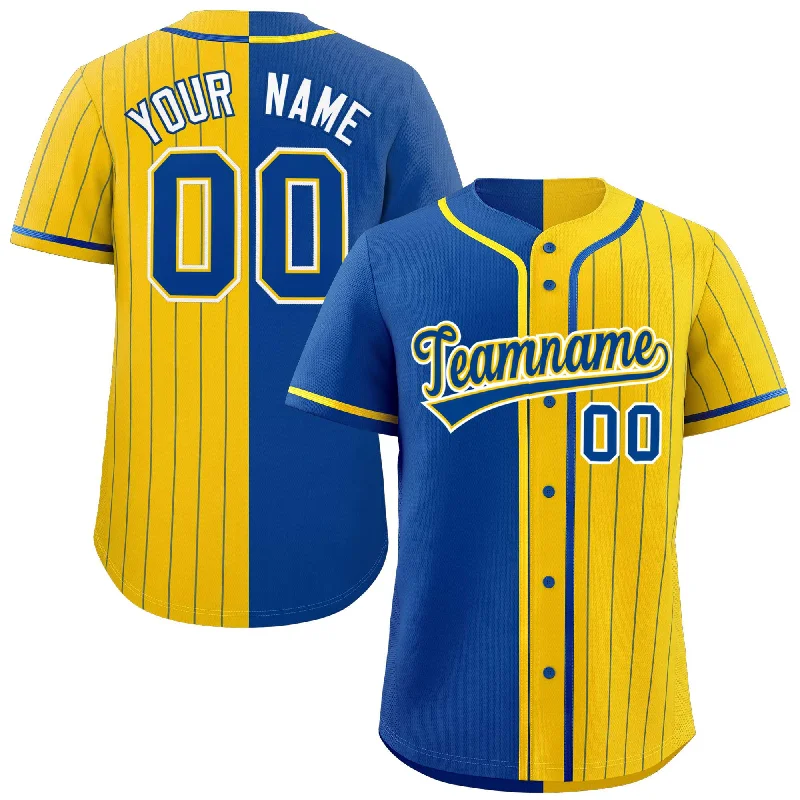 Custom Royal Gold Stripe-Solid Combo Fashion Authentic Baseball Jersey British Gentleman Style