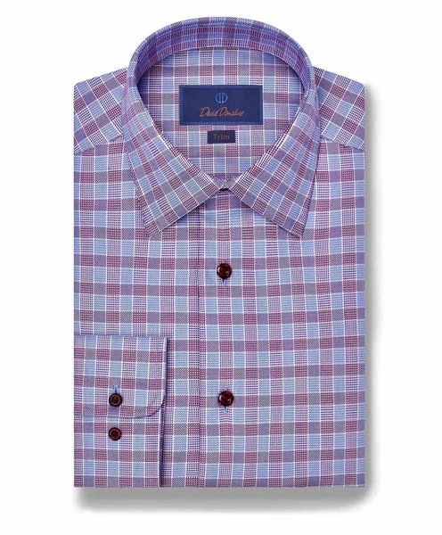 David Donahue Sky & Merlot Glen Plaid Check (Trim) Organic