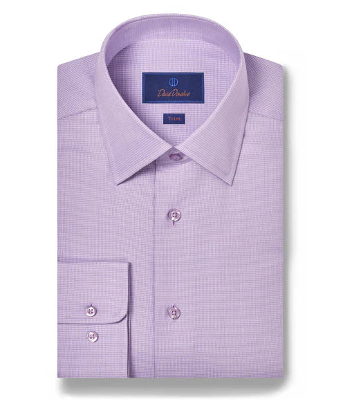 David Donahue Lilac Micro Dobby Dress Shirt (Trim Fit) Laid