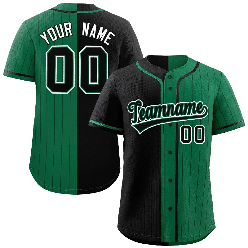 Custom Black Kelly Green Stripe-Solid Combo Fashion Authentic Baseball Jersey Cool Men's Skate