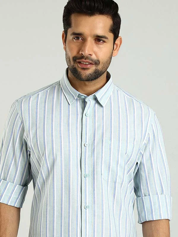 Men Striped Full Sleeve Cotton Shirt Confident Men's High