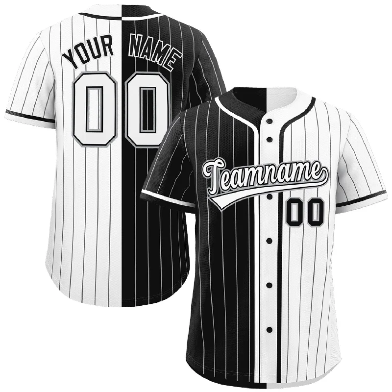 Custom Black White Two Tone Striped Fashion Authentic Baseball Jersey Dynamic Men's Glow