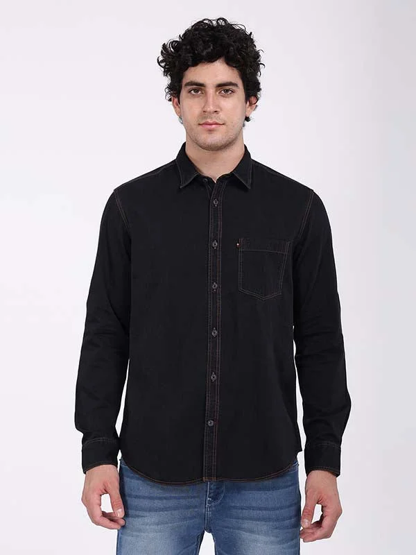 Men Solid Full Sleeve Cotton Shirt Minimalist Men's Casual 