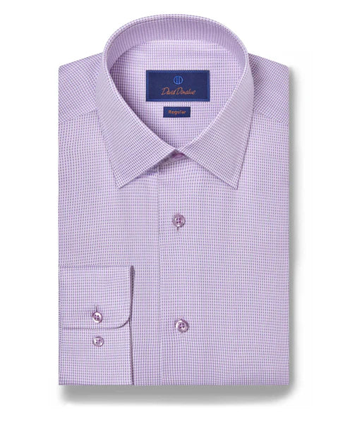 David Donahue Lilac Micro Dobby Dress Shirt (Regular Fit) Casual Men's Loose