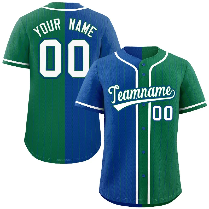 Custom Royal Kelly Green Two Tone Striped Fashion Authentic Baseball Jersey Sleek Men's Contemporary 