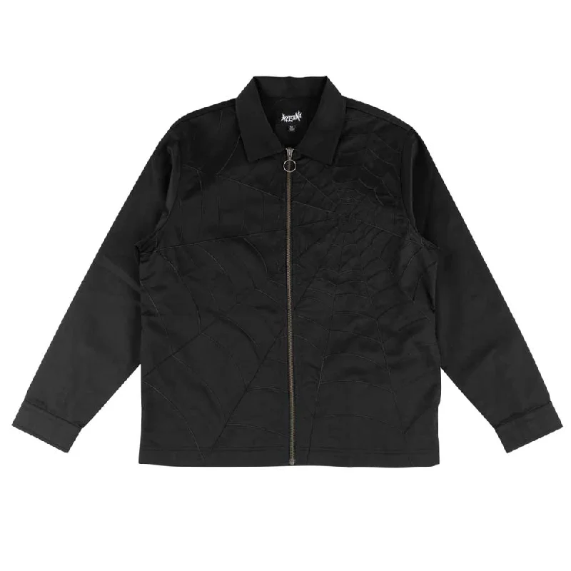 Welcome Nexus Twill Zip Up Embroidered Work Shirt - Black Business