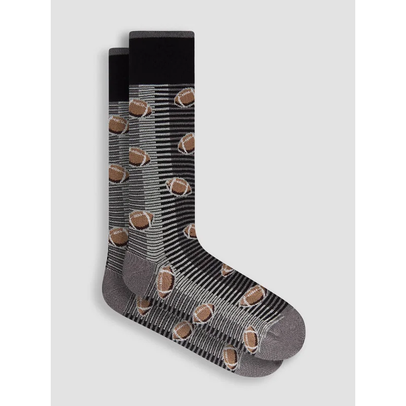 Bugatchi Football Mercerized Socks - Black Laid