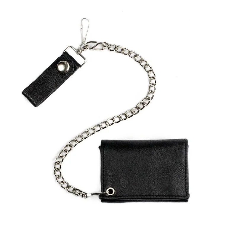 Tri-Fold Wallet W/Chain Modern Men's Tech