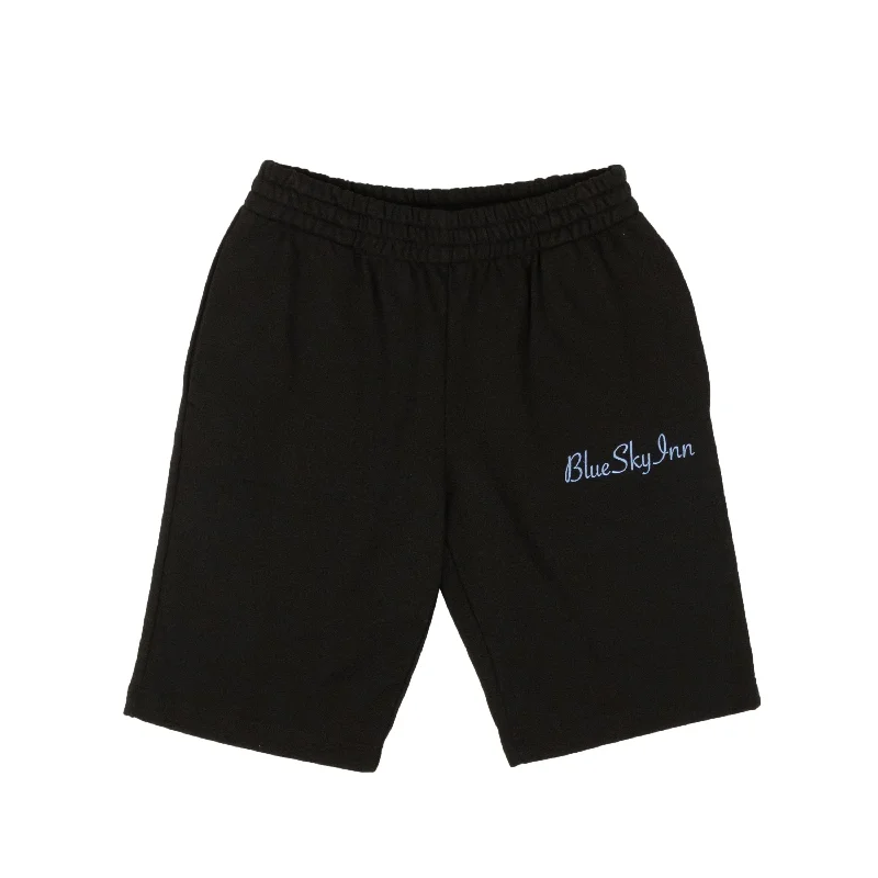 Black Embroidered Logo Sweat Shorts Dynamic Men's Glow