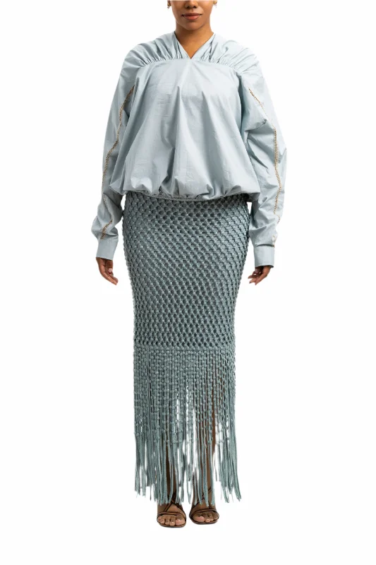 Crystal Mesh Gala Knit Fringe Skirt Casual Men's Japanese 