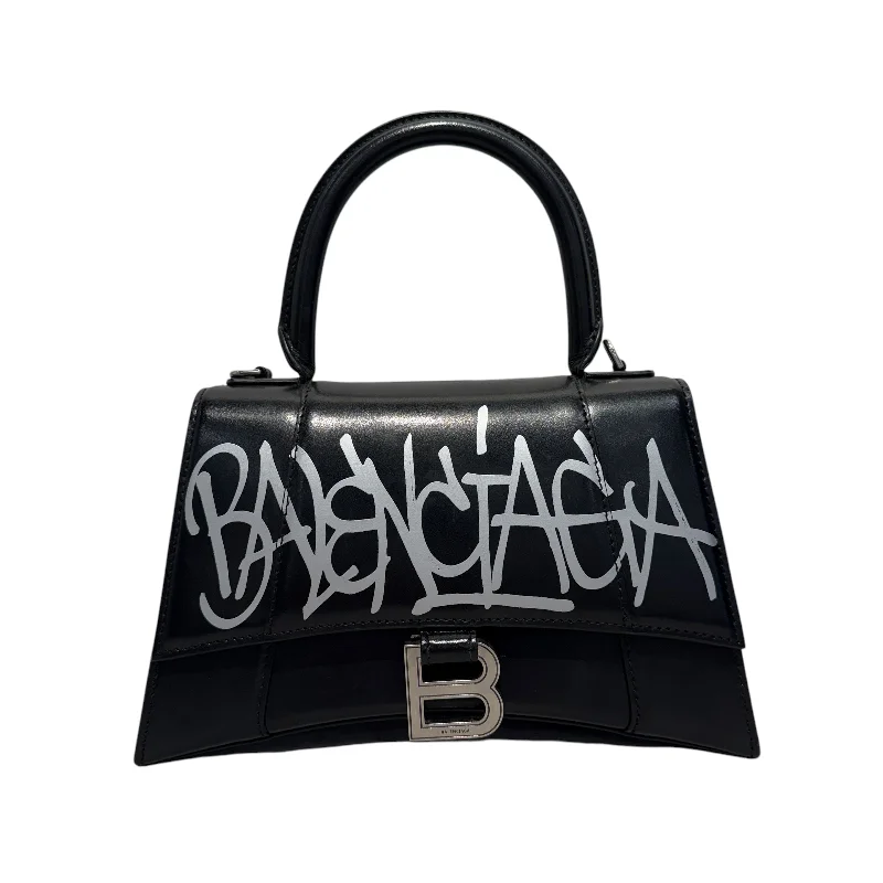 BALENCIAGA/Cross Body Bag/Graphic/Leather/BLK/Shiny Box Hourglass Graffiti Vintage Men's 1970S Disco