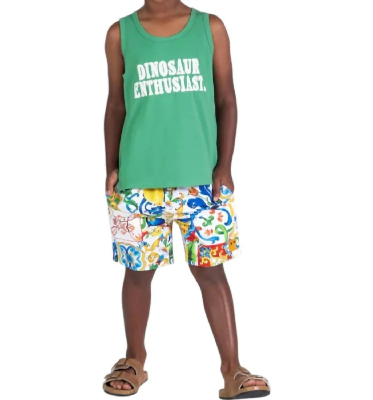 Boy's Sicily Boardshorts In Multi Color Unique Men's Upcycled