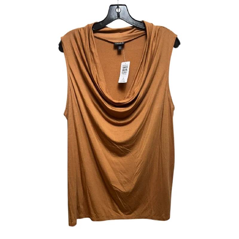 Cowl Neck Top Sleeveless By Torrid In Bronze, Size: 3x Elegant Men's Formal 