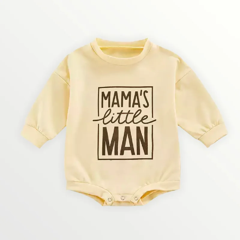 Mama's Little Man Romper - Cream Vacation