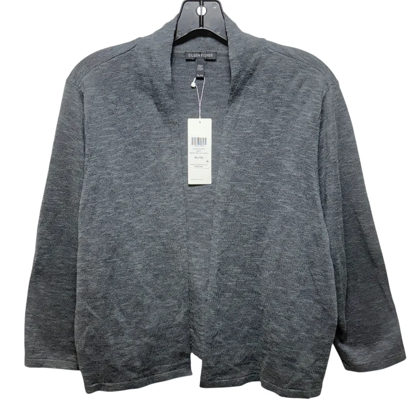 Cropped Straight Cardigan By Eileen Fisher In Graphite, Size: Xl Minimalist Men's Casual 