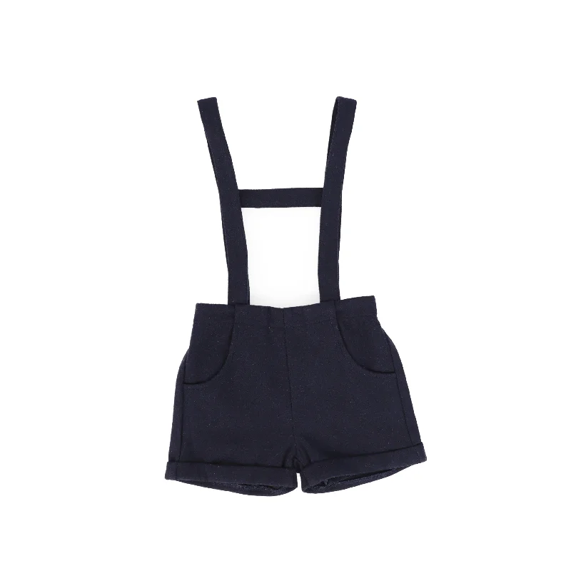 Bamboo Navy Wool Button Suspender Shorts [FINAL SALE] Sleek Men's Metallic