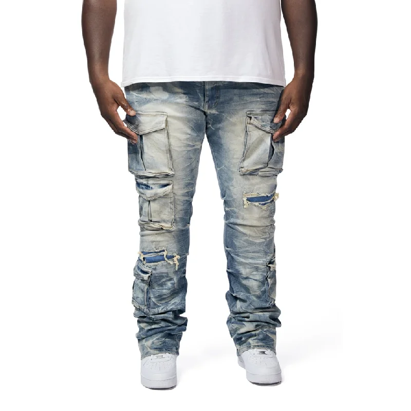 Big And Tall - Stacked Utility Pocket Stacked Jeans - Clyde Blue Elegant Men's Cashmere