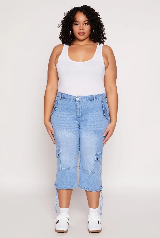 Plus Size VIP Cargo Capri Jeans Laid