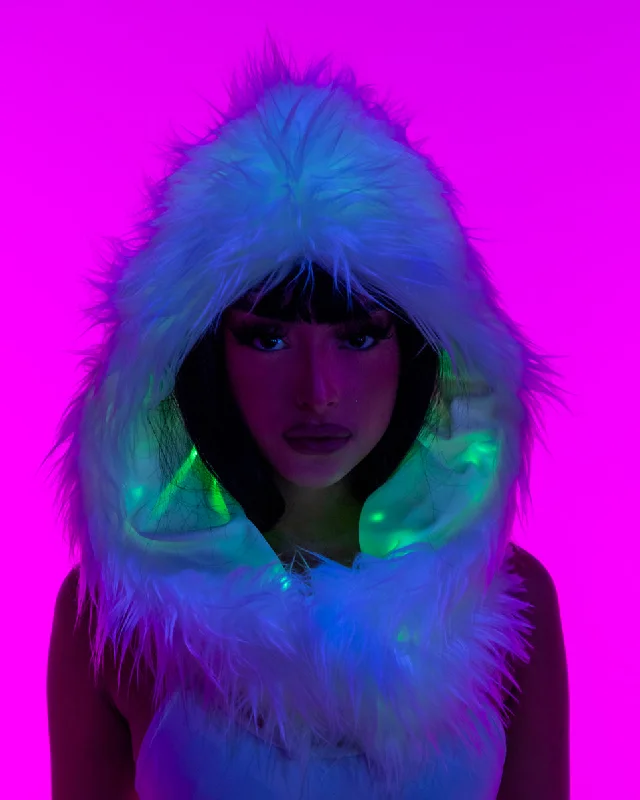 White Light Up LED Infinity Hoodie Laid