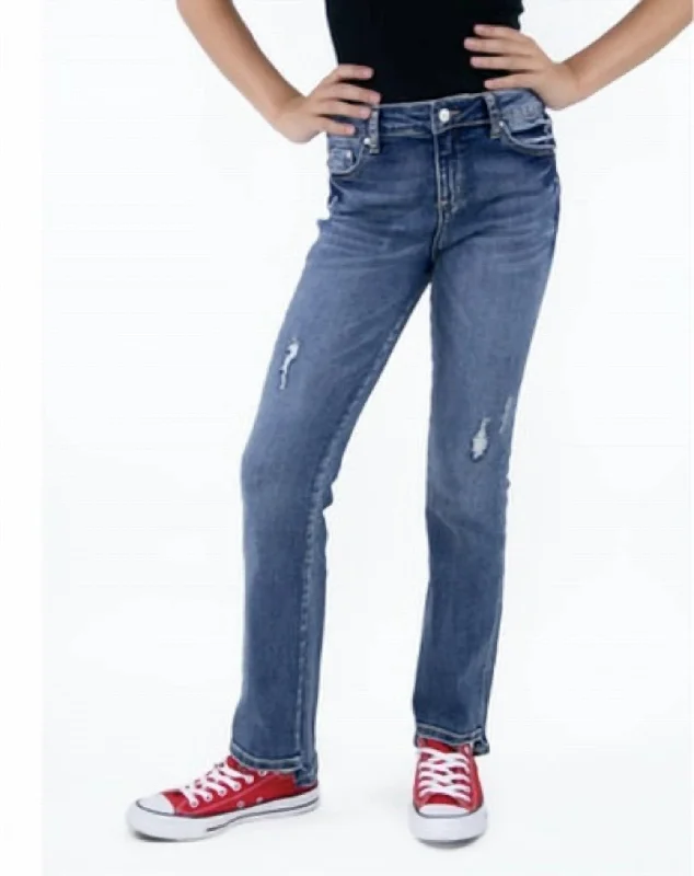 Girl's Boot Cut Jeans In Blue Tailored