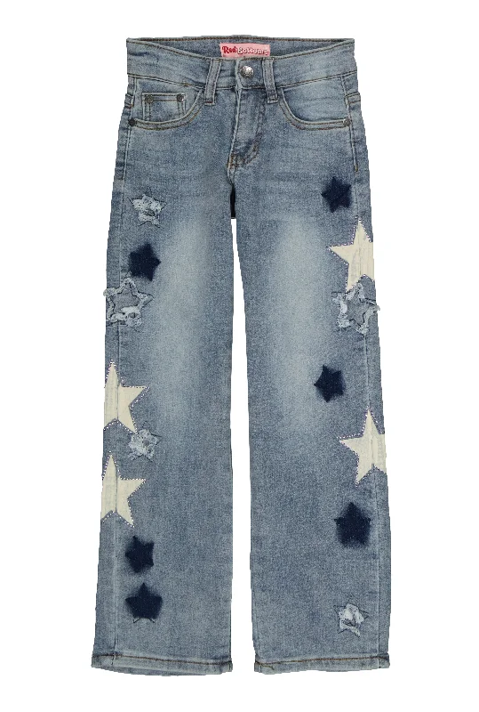 Girls Star Print Jeans Trendy Men's Oversized