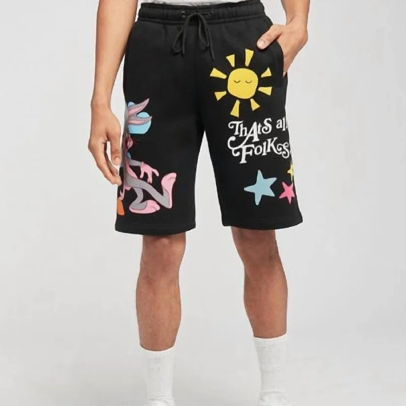 Men's Looney Tunes That's All Folks Shorts In Black Earthy Men's Hemp