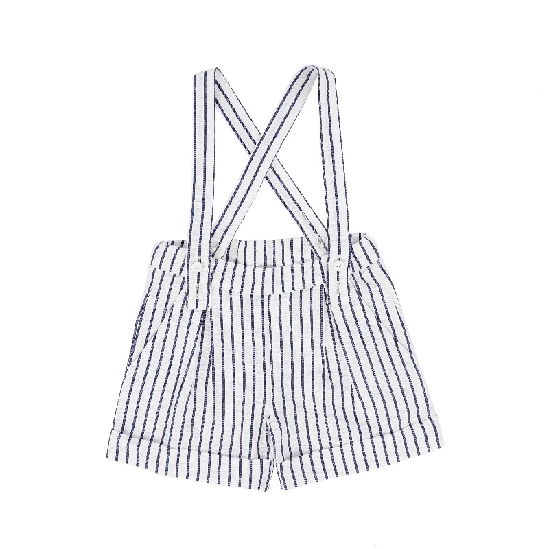 BACE COLLECTION NAVY/WHITE THICK STRIPED SUSPENDER SHORTS [FINAL SALE] Organic