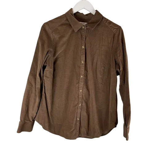 Top Long Sleeve Basic By Foxcroft In Brown, Size: L British Gentleman Style