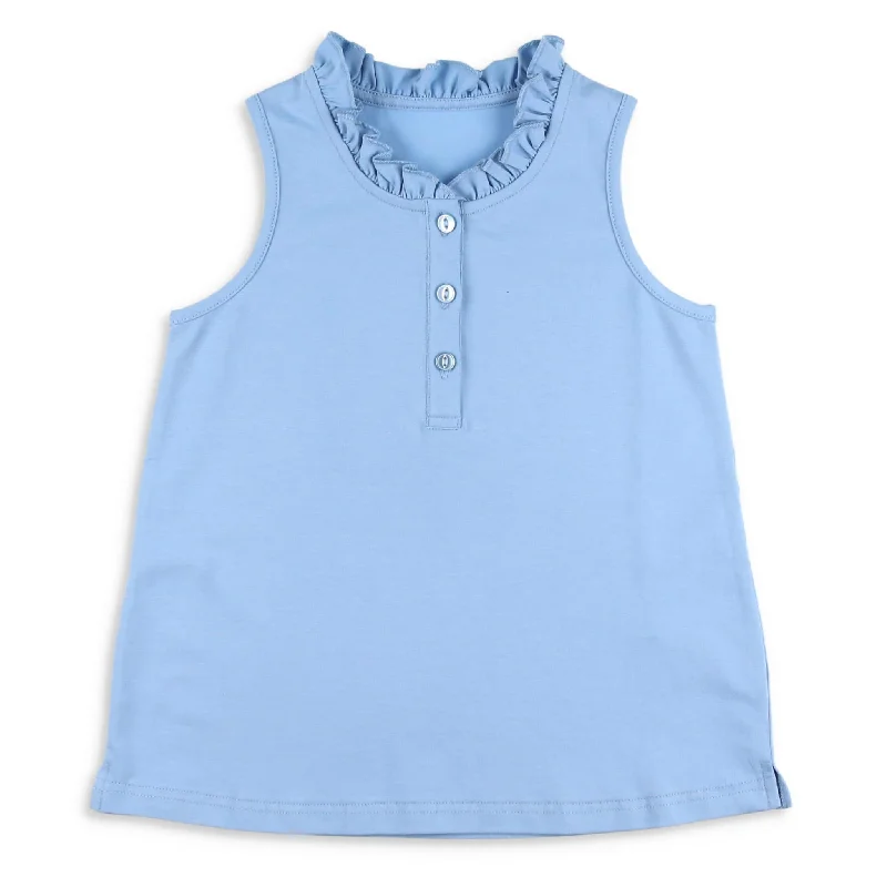 Girls Ruffle Neck Polo - Alys Beach Blue Masculine Men's 