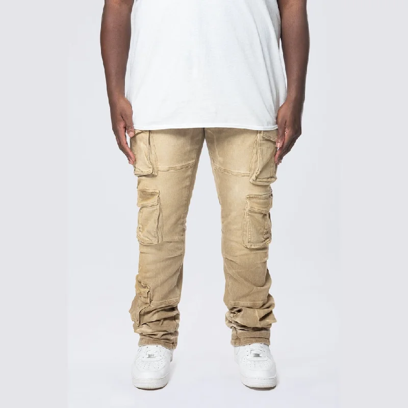 Big and Tall - Stacked Multi Pocket Cargo Jeans - Brulee Confident Men's Power