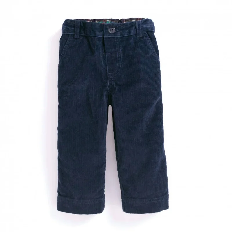 Boy's Corduroy Trousers In Navy Tailored