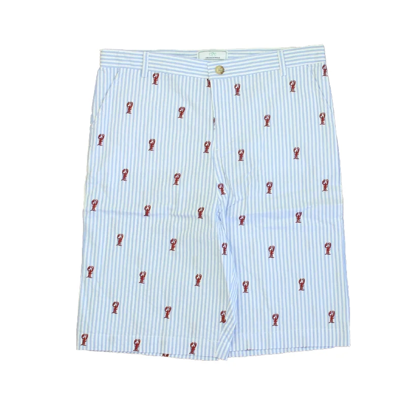 Classic Prep Boys Lobsters on Blue Stripe Shorts Size: 6-14 Years Confident Men's Power