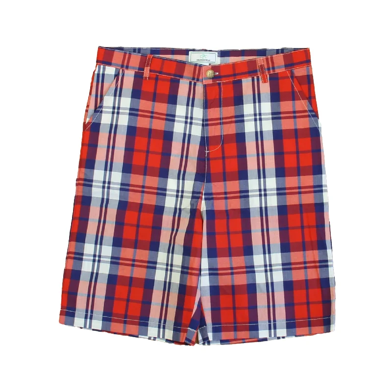 Classic Prep Boys Summer Plaid Shorts Size: 6-14 Years Sleek Men's Metallic