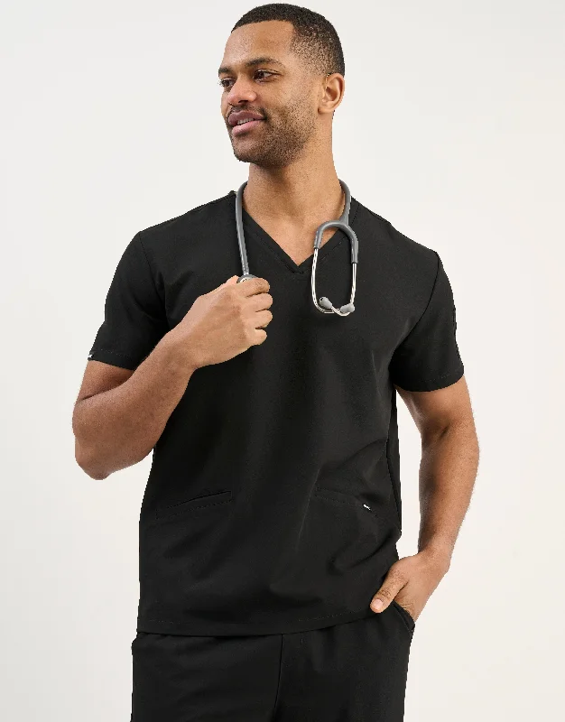 Aspire V Neck Scrub Top - Black Traditional Men's Wool