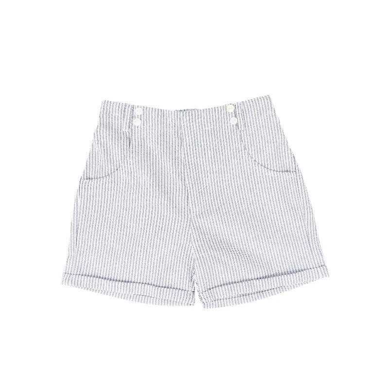 BAMBOO WHITE/BLUE STRIPED BUTTON SHORTS Youthful Men's Pop